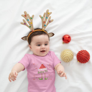 Body Para Bebê Bebê Elfo Fofo & Flocos de Neve Natal