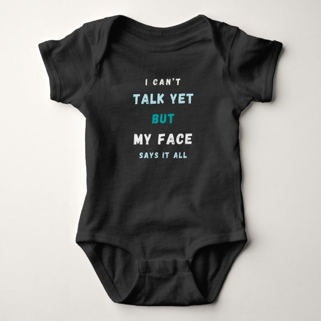 Body Para Bebê Bebê Engraçado Blue e White Text Jersey Bodyfato (Frente)