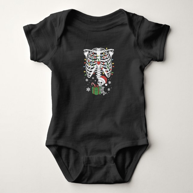 Body Para Bebê Bebê Esqueleto Fofo Natal Maternidade Mamãe Gravid (Frente)