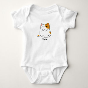 Body Para Bebê Bebê Fofo Kawaii Gato Nome Personalizado