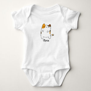 Body Para Bebê Bebê Fofo Kawaii Gato Nome Personalizado