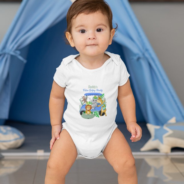 Body Para Bebê Bebê Futuro Golfista do Papai Animais da Selva Azu (Criador carregado)