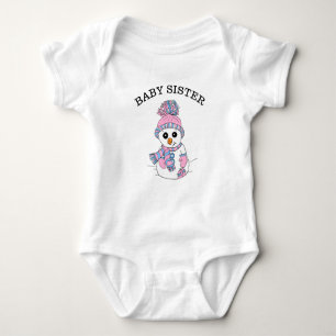 Body Para Bebê Bebê Irmã Snowman Feliz Natal