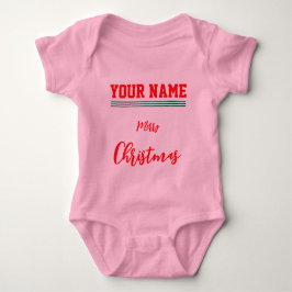 Body Para Bebê Bebê Jersey, personalizado no Natal, cor-de-rosa