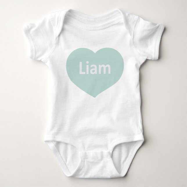Body Para Bebê Bebê Liam White Blue green Heart Bebê Bodyfato (Frente)
