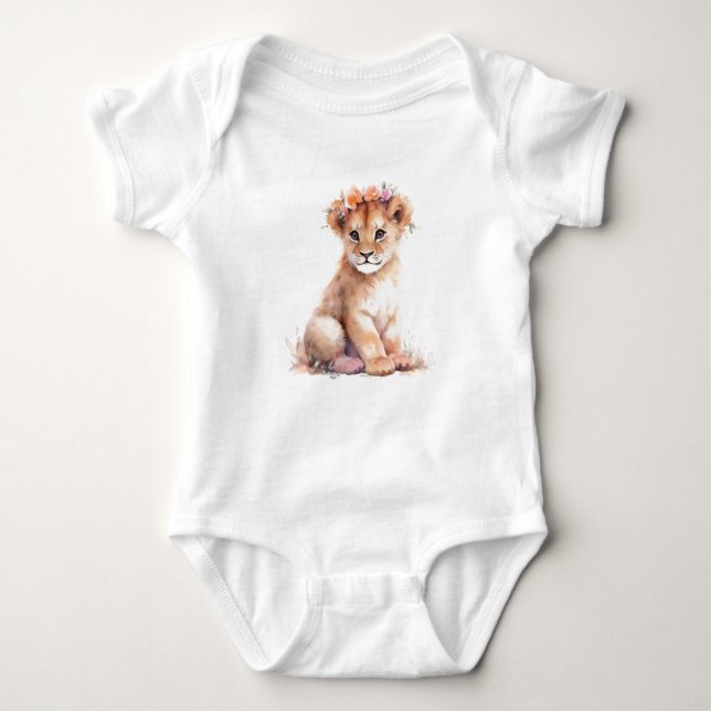 Body Para Bebê Bebê Lioness Cub com Flores (Frente)