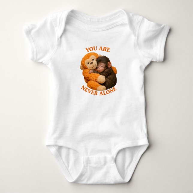 Body Para Bebê Bebê macaco Punch fofo com macaco de pelúcia - (Frente)