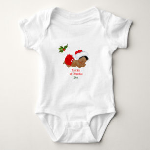 Body Para Bebê Bebê Menina Primeiro Natal Red Santa Hat Bebê Body