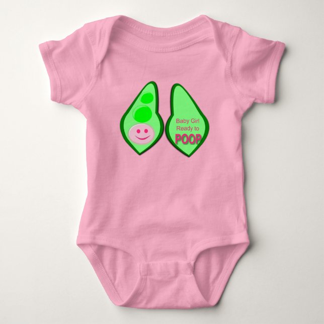 Body Para Bebê Bebê Menina Pronta para Fazer Cocô Bodysuit Rosa E (Frente)