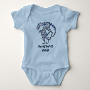 Body Para Bebê Bebê Menino Menina Azul Dinossauro Raptor Infantil