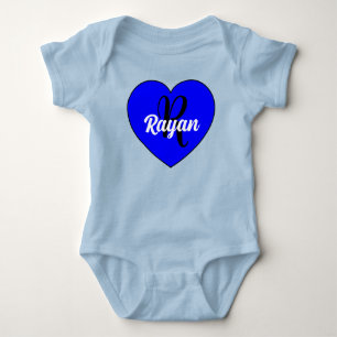Body Para Bebê Bebê Menino Única Coração com Nome - Monograma Rec