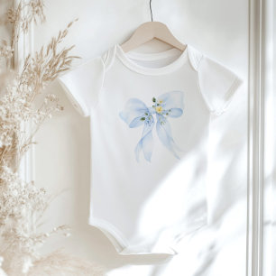 Body Para Bebê Bebê no Bloom Floral Blue arco Chá de fraldas