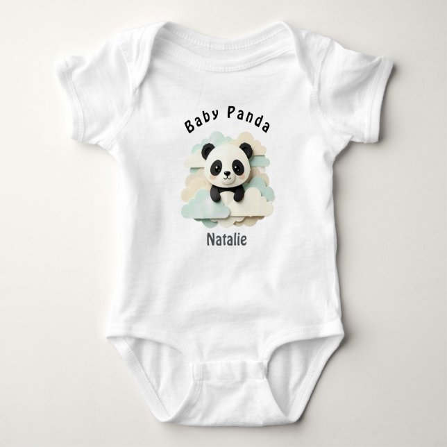 Body Para Bebê Bebê Panda Dobrado | Origami Fofo  (Frente)