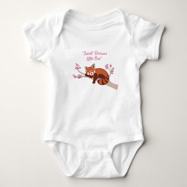 Body Para Bebê Bebê "Panda Vermelha com Sono" Personalizável (Frente)