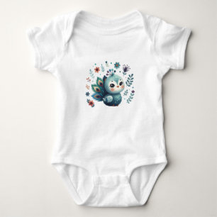 Body Para Bebê Bebê Pavão Fofo com Flores