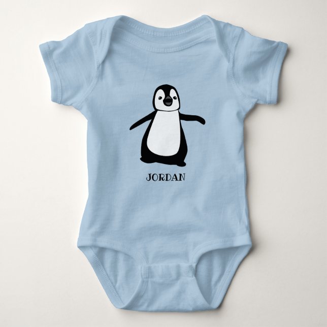 Body Para Bebê Bebê personalizado de ilustração de pinguim CUTE (Frente)