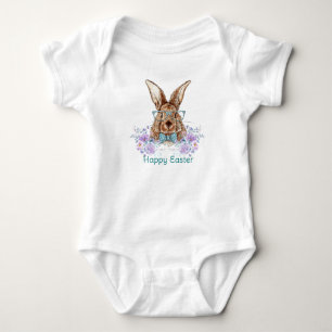 Body Para Bebê Bebê Personalizado do Coelho Inteligente - Jérsei