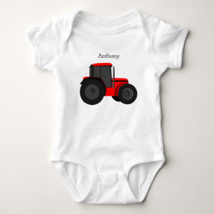 Body Para Bebê Bebê Personalizado Por Trator Vermelho