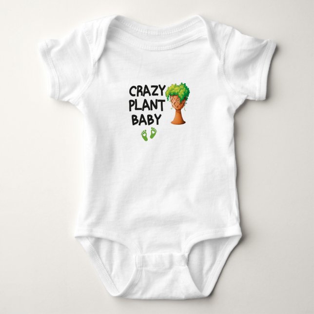 Body Para Bebê Bebê Planta Louco, Bebê Fofo à Base de Planta  (Frente)