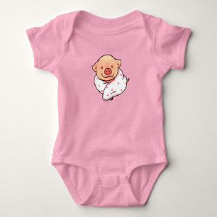 Body Para Bebê Bebê Porco Fofo Envolto em Cobertor