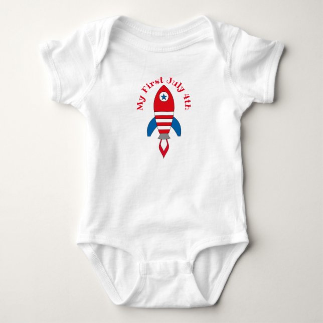 Body Para Bebê Bebê Primeiro Julho 4 Brancos (Frente)
