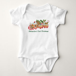 Body Para Bebê Bebê Primeiro Natal Gingerbird Train Candy