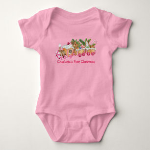 Body Para Bebê Bebê Primeiro Natal Gingerpão Comboio Candy Rosa