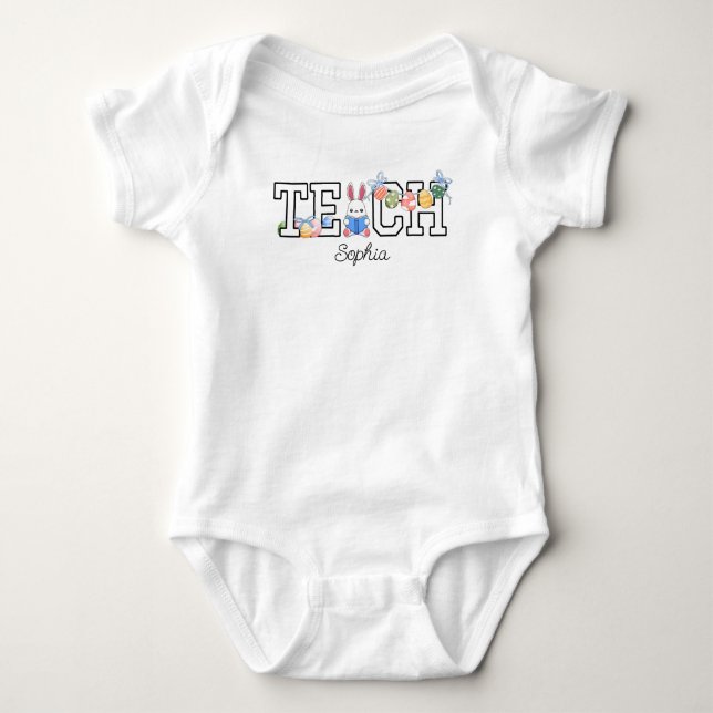 Body Para Bebê Bebê Professor & Coelho de Páscoa e Bodysuit Bebê  (Frente)