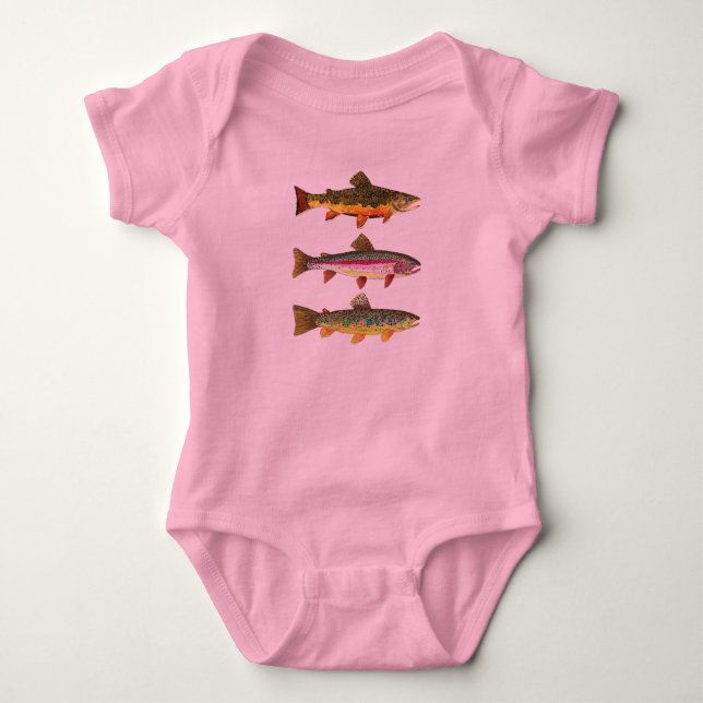 Body Para Bebê Bebê-Rapariga Rosa Pescaria (Frente)