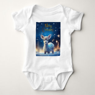 Body Para Bebê Bebê Reindeer com Feliz Saudação de Natal