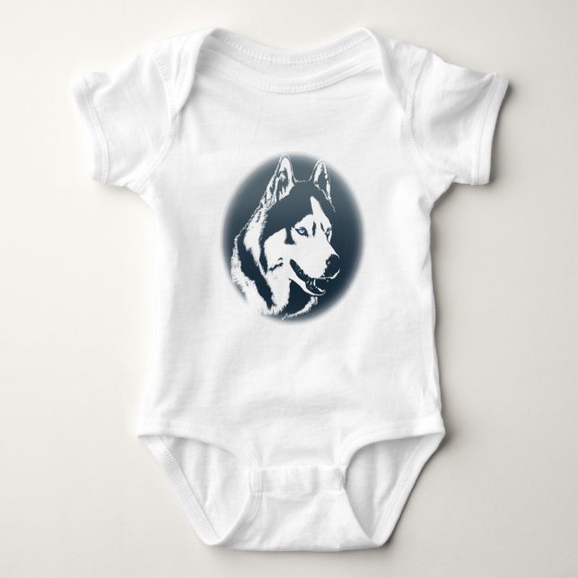 Body Para Bebê Bebê Rouco de roupa de cama Sled Cão Cachorro Rouc (Frente)