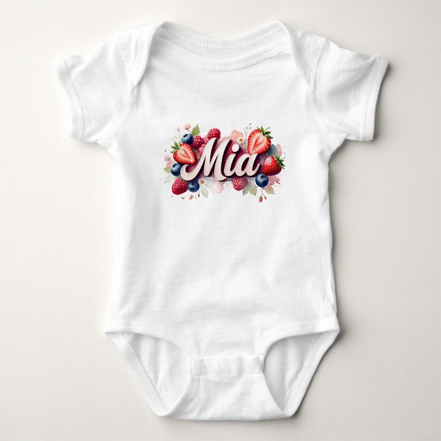 Body Para Bebê Bebê-Roupa-Morte" Mia " Berry Floral Design (Frente)