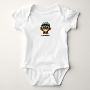 Body Para Bebê Bebê sorridente Macaco Chapéu Verde