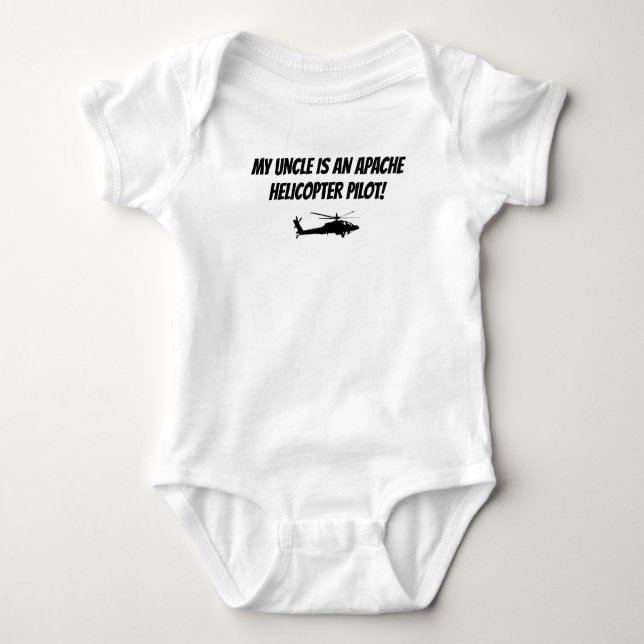 Body Para Bebê Bebê Tio Apache Helicopter Militar Baby Bodysui (Frente)