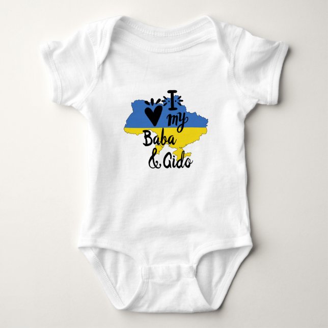 Body Para Bebê Bebê Ucraniano Eu Amo Minha Baba e Gido Clothing (Frente)