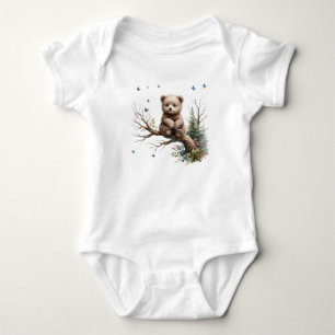 Body Para Bebê Bebê Urso em um tronco Bebê Roupa