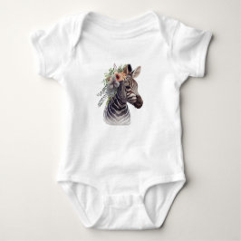 Body Para Bebê Bebê Zebra com Flores