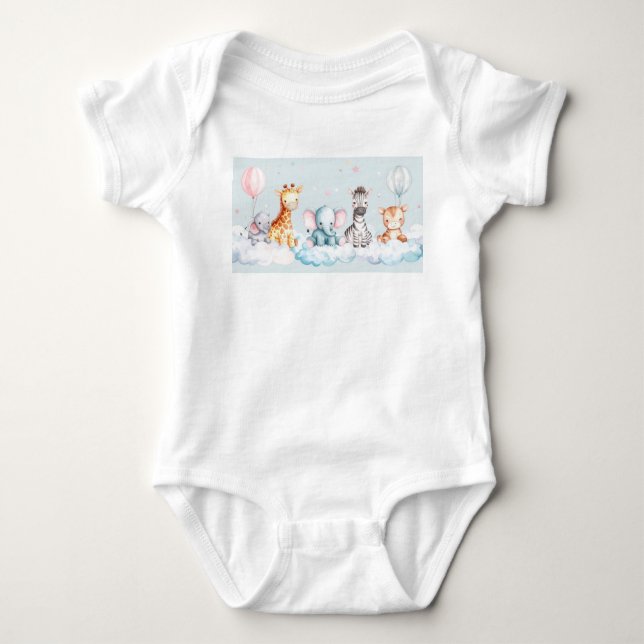 Body Para Bebê Bebê Zebra com todos os seus amigos (Frente)
