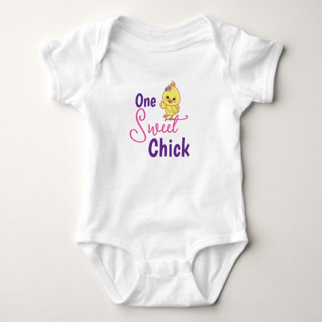 Body Para Bebê Bebês Frangos Kawaii Um Doce Frango Bib Branco par (Frente)