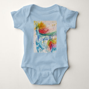 Body Para Bebê Bebês Unicórnio Arco-Íris Aquarela Tudo Em Um