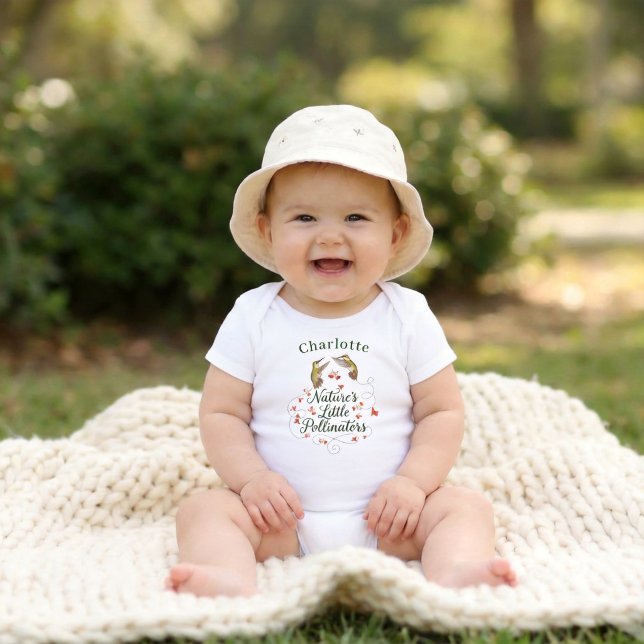 Body Para Bebê Beija-flor Aquarela Personalizado da Natureza (Personalized Nature's Watercolor Hummingbird Baby Bodysuit)
