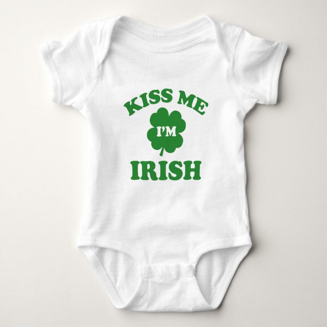 Body Para Bebê Beije-me, sou irlandês (Frente)