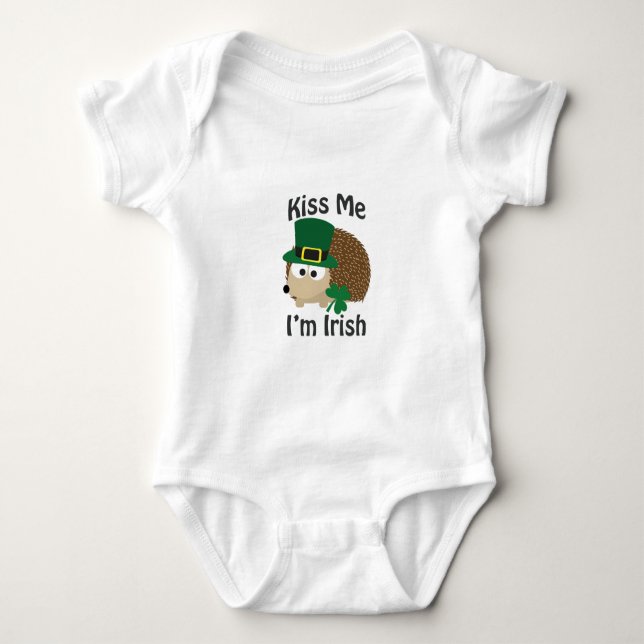 Body Para Bebê Beije-me Sou Irlandês Hedgehog (Frente)