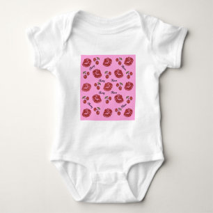 Body Para Bebê Beijos de Cereja Rockabilly RAB em Rosa