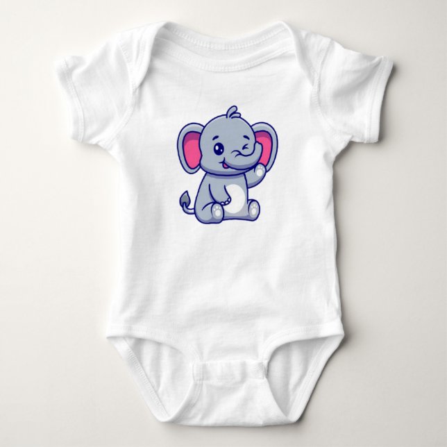 Body Para Bebê Bela Animação De Elefante De Bebê- 23800 (Frente)