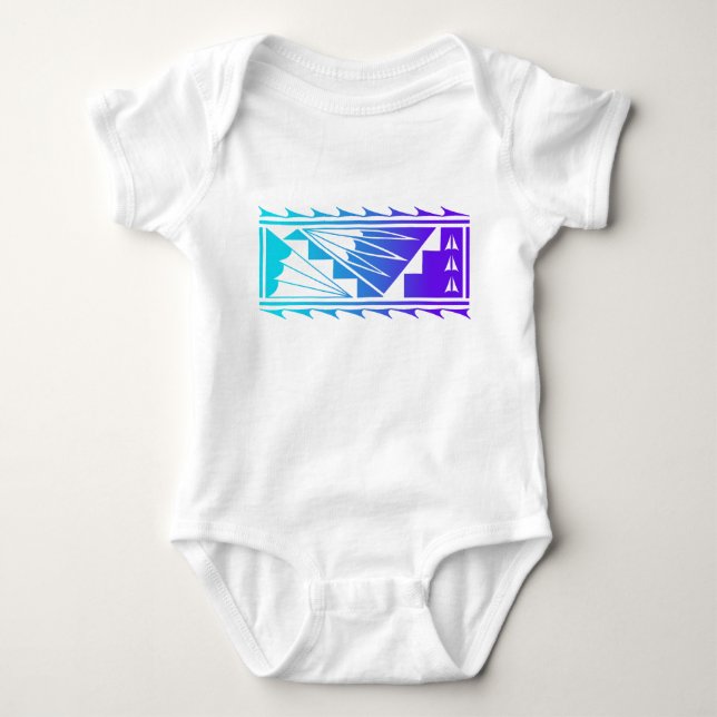 Body Para Bebê Bela Benção - Azul Turquesa/Roxo - (Frente)