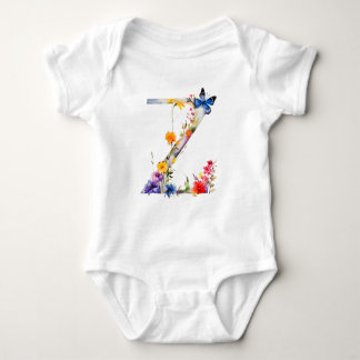 Body Para Bebê Bela Borboleta Monograma de Flor Silvestre