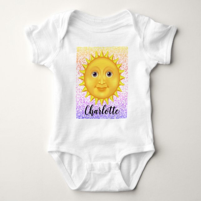 Body Para Bebê Bela Cartoon Sorrindo Sol com Bumblebee Doce (Frente)