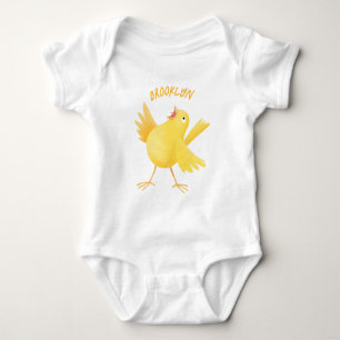Body Para Bebê Bela fotografia de pássaro canário amarelo cantand