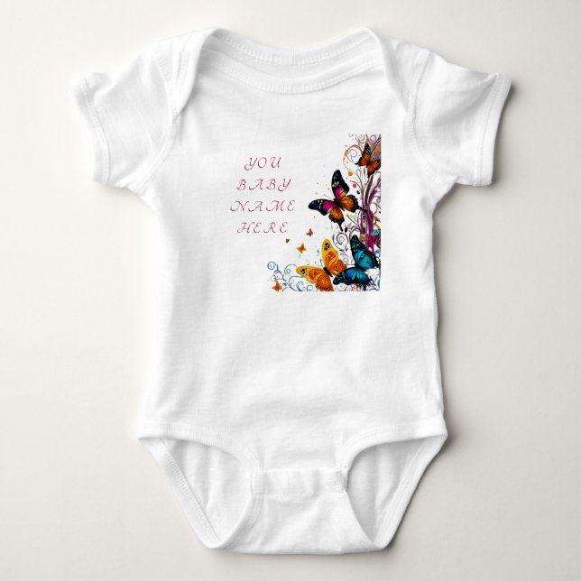 Body Para Bebê Belas Butterias brancas (Frente)